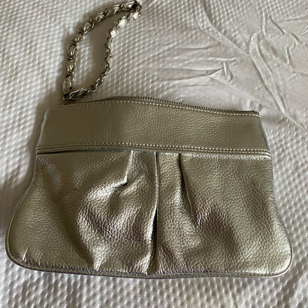 Silver Express wristlet with chain strap